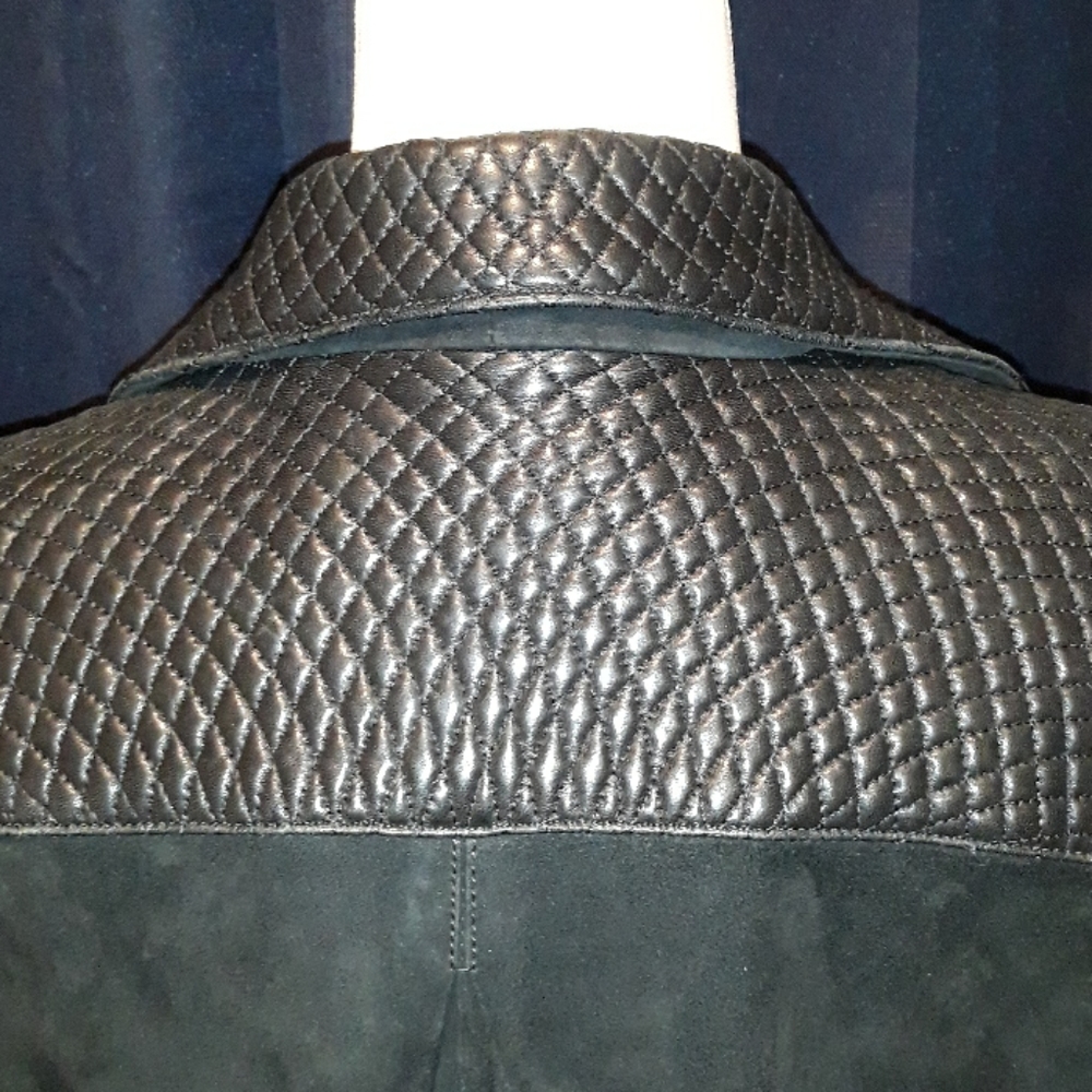 Vintage Bally Black Quilted Leather & Suede Jacket View 3